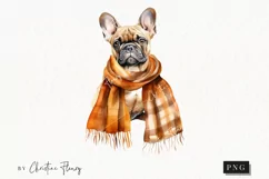 Watercolor French Bulldog | Fall Dog PNG Product Image 1