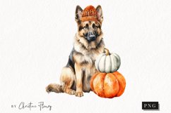 Watercolor German Shepard | Fall Dog PNG Product Image 1