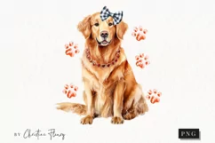 Watercolor Golden Retriever | Fall Dog PNG Product Image 1