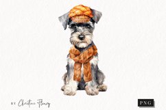 Watercolor Miniature Schnauzer | Fall Dog PNG Product Image 1