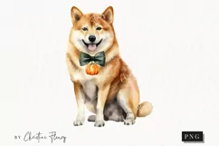 Watercolor Shiba Inu | Fall Dog PNG Product Image 1