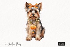Watercolor Yorkie | Fall Dog PNG Product Image 1