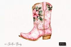 Pink Christmas Cowgirl Boot | Christmas PNG Product Image 1