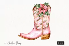 Pink Christmas Cowgirl Boot | Christmas PNG Product Image 1