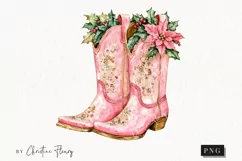 Pink Christmas Cowgirl Boots | Christmas PNG Product Image 1