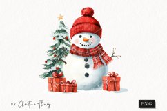 Watercolor Snowman with Gifts | Christmas PNG Product Image 1