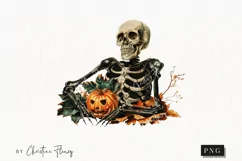 Vintage Halloween Skeleton Clipart | Halloween PNG Product Image 1