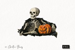 Vintage Halloween Skeleton Clipart | Halloween PNG Product Image 1