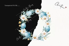 Watercolor Blue Easter Wreaths PNG | Spring PNG Product Image 2