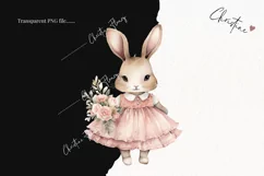 Watercolor Pink Bunny Girls PNG | Easter PNG Product Image 2