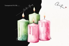 Pastel Watercolor Candles Clipart | Christmas Clipart Product Image 2