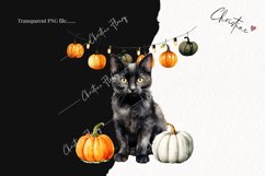 Watercolor Black Cat | Fall Cat PNG Product Image 2
