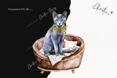 Watercolor Russian Blue | Fall Cat PNG Product Image 2