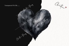 Watercolor Black Heart PNG | Valentine's Day Clipart Product Image 2