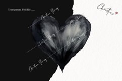 Watercolor Black Heart PNG | Valentine&#039;s Day Clipart Product Image 2