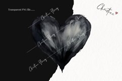 Watercolor Black Heart PNG | Valentine's Day Clipart Product Image 2