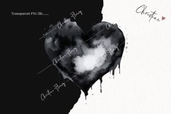 Watercolor Black Heart PNG | Valentine's Day Clipart Product Image 2