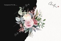 Watercolor Blush Roses &amp; Eucalyptus PNG | Wedding Clipart Product Image 2