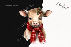 Watercolor Christmas Cows Clipart | Christmas Clipart Product Image 2