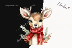 Watercolor Christmas reindeer Clipart | Christmas Clipart Product Image 2
