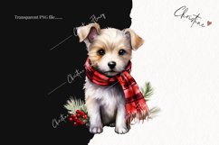 Watercolor Christmas Puppies Clipart | Christmas Clipart Product Image 2