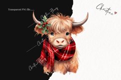 Watercolor Highland Cows Clipart | Christmas Clipart Product Image 2