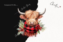 Watercolor Winter Highland Cows Clipart | Christmas Clipart Product Image 2