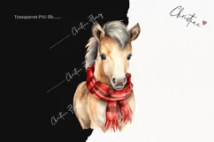 Watercolor Christmas Horses Clipart | Christmas Clipart Product Image 2
