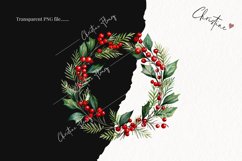 Watercolor Holly Wreaths Clipart | Christmas Clipart Product Image 2