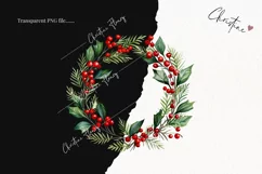 Watercolor Holly Wreaths Clipart | Christmas Clipart Product Image 2