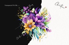 Mardi Gras Watercolor Flowers PNG | Flower Clipart Product Image 2