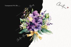 Mardi Gras Watercolor Flowers PNG | Flower Clipart Product Image 2