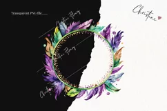 Watercolor Mardi Gras Wreaths PNG | Mardi Gras Clipart Product Image 2