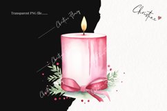 Watercolor Pink Candles Clipart | Christmas Clipart Product Image 2