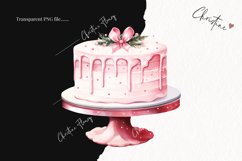 Watercolor Pink Christmas Cakes Clipart | Christmas Clipart Product Image 2