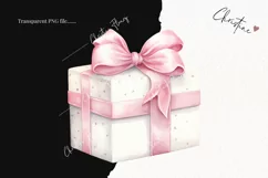 Watercolor Pink Gift Box Clipart | Christmas Clipart Product Image 2