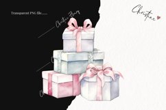 Watercolor Pink Gifts Stacked Clipart | Christmas Clipart Product Image 2