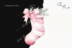 Watercolor Pink Christmas Stockings Clipart | Christmas Clip Product Image 2