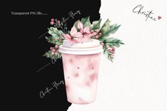 Watercolor Pink Festive Tumbler Clipart | Christmas Clipart Product Image 2