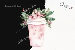 Watercolor Pink Festive Tumbler Clipart | Christmas Clipart Product Image 2