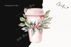 Watercolor Pink Coffee Tumbler Clipart | Christmas Clipart Product Image 2