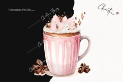 Watercolor Pink Hot Cocoa Clipart | Christmas Clipart Product Image 2