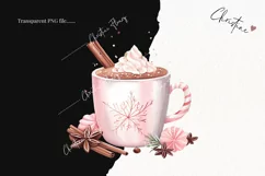 Watercolor Pink Hot Cocoa Clipart | Christmas Clipart Product Image 2
