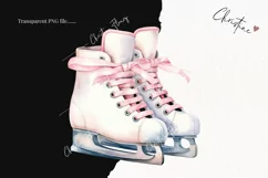 Watercolor Pink Ice Skates Clipart | Christmas Clipart Product Image 2