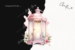 Watercolor Pink Lanterns Clipart | Christmas Clipart Product Image 2