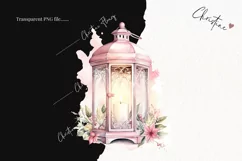 Watercolor Pink Lanterns Clipart | Christmas Clipart Product Image 2