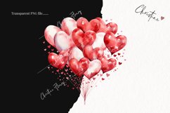 Watercolor Red Heart Balloons Clipart | Valentines Clipart Product Image 2