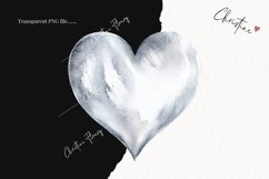 Watercolor Silver Heart PNG | Valentine&#039;s Day Clipart Product Image 2