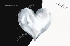 Watercolor Silver Heart PNG | Valentine's Day Clipart Product Image 2
