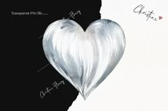 Watercolor Silver Heart PNG | Valentine's Day Clipart Product Image 2